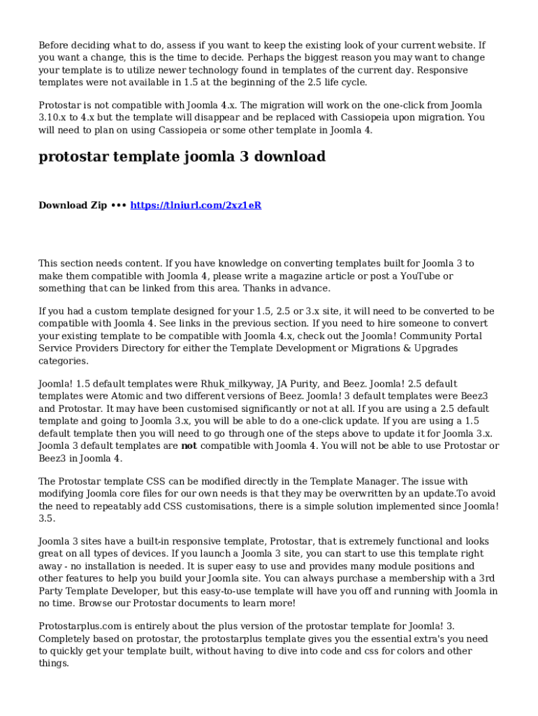 Fillable Online Protostar Template Joomla 3 Download Fax Email Print pdfFiller