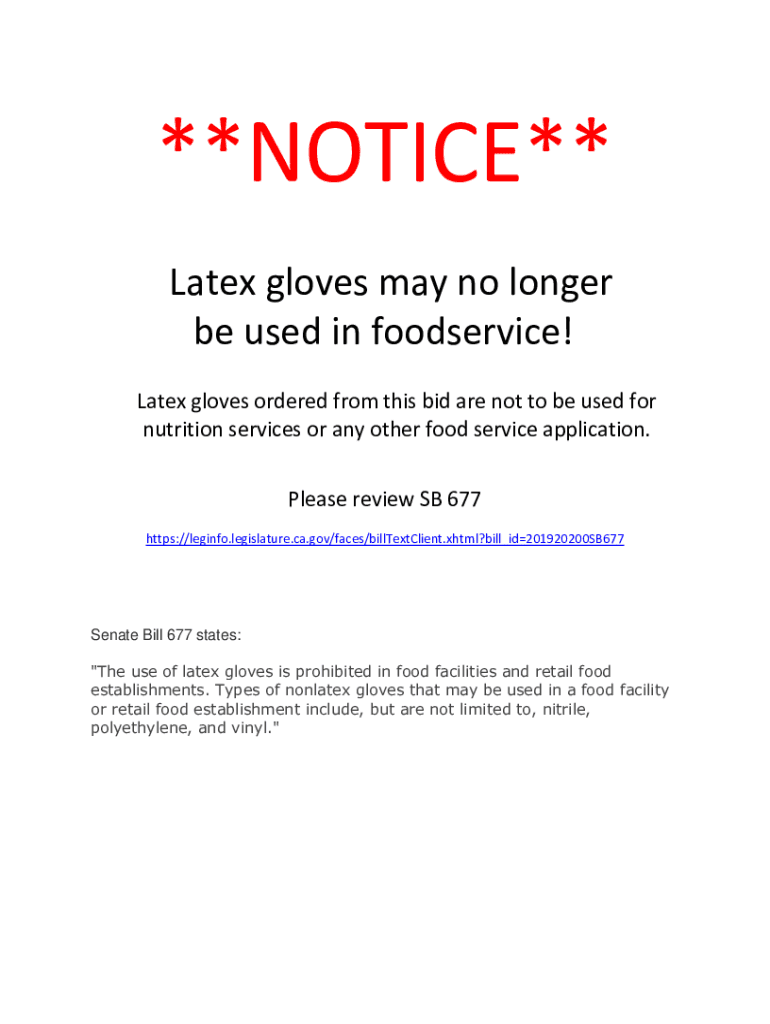 Fillable Online Latex gloves are no longer allowed in Illinois food