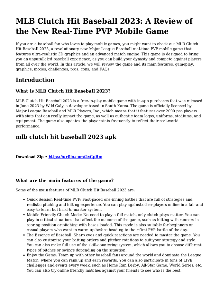 Fillable Online MLB Clutch Hit Baseball on the App Store Fax Email