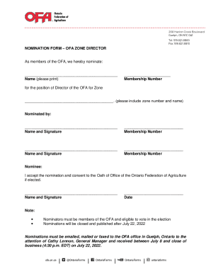 Fillable Online NOMINATION FORM OFA ZONE DIRECTOR Fax Email Print ...