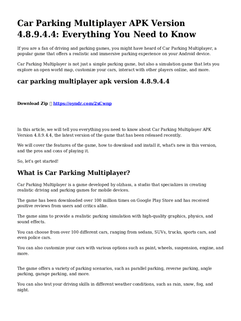 Car Parking 4 8 9 4 4 Mod Apk Fill Online Printable Fillable Blank Car Parking 4 8 9 4 4 Mod Apk Fill Online Printable Fillable Blank