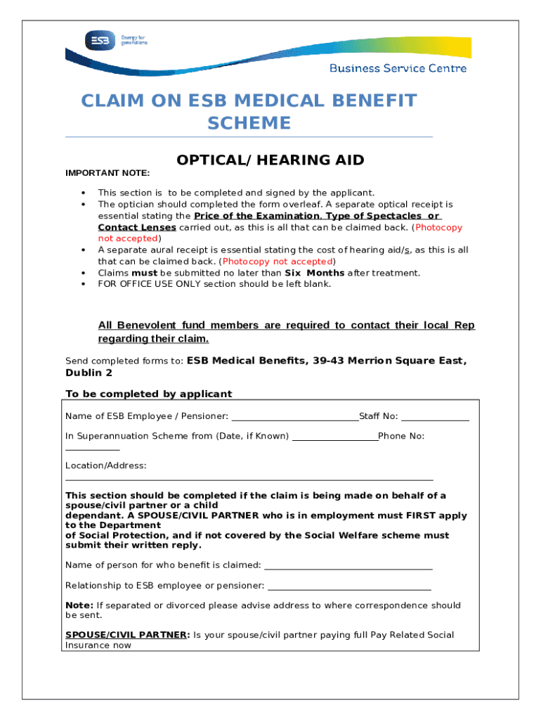 claim on esb medical benefits scheme ESB Retired Staff Doc
