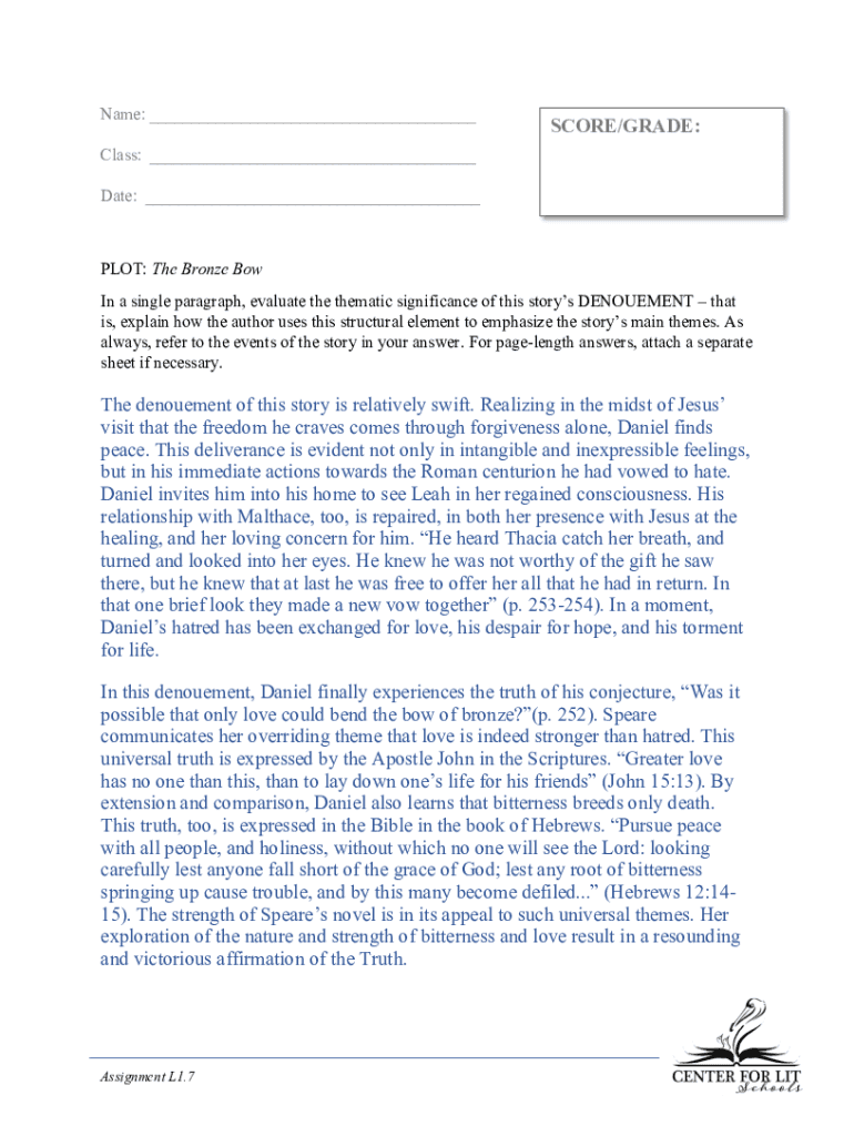 Fillable Online Chapter 12 Summary & Analysis The Bronze Bow Fax