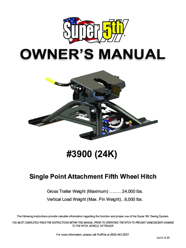 PullRite 3900 Single Point Attachment Super 5th 24K Fifth