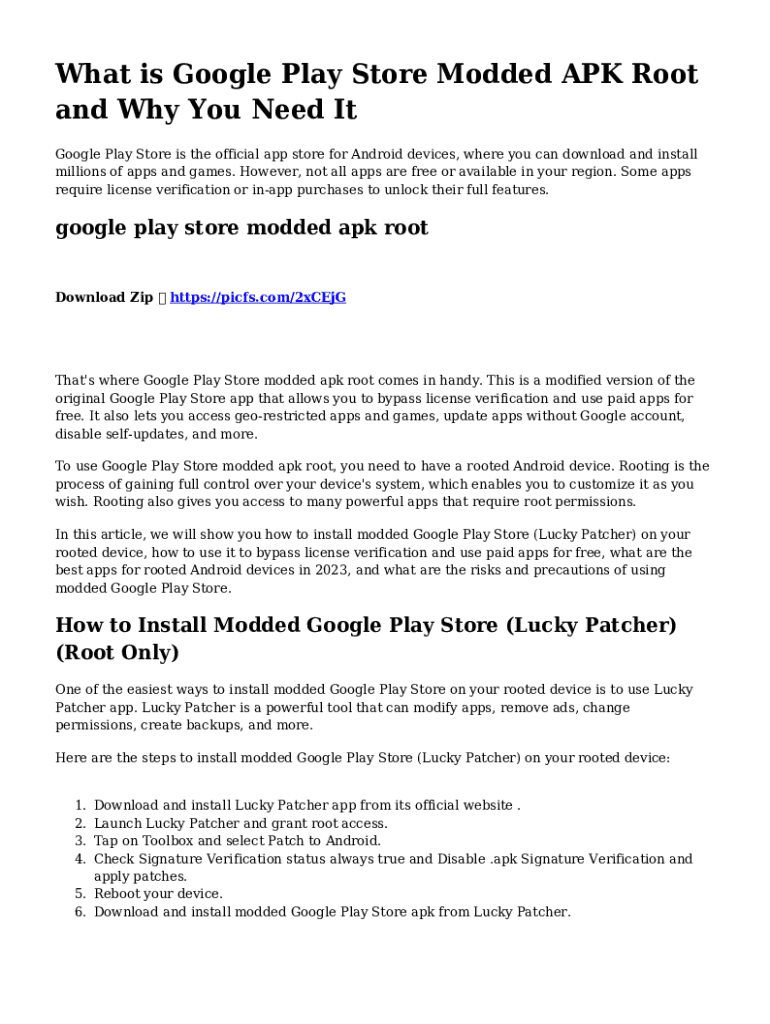 Fillable Online What Is Modded Google Play Store From Lucky Patcher Is Fillable online what is modded google play store from lucky patcher is