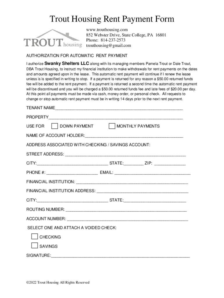 Fillable Online Trout Housing Tour Request (this is not a lease) Fax