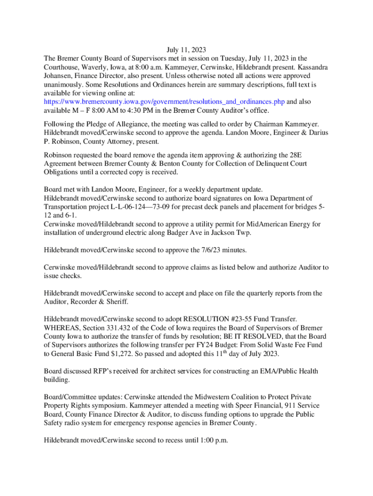 Fillable Online Recorder to Bremer County, IA Iowa.gov Fax