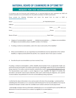 Fillable Online REQUEST FOR TEST ACCOMMODATIONS APPLICATION Fax Email ...