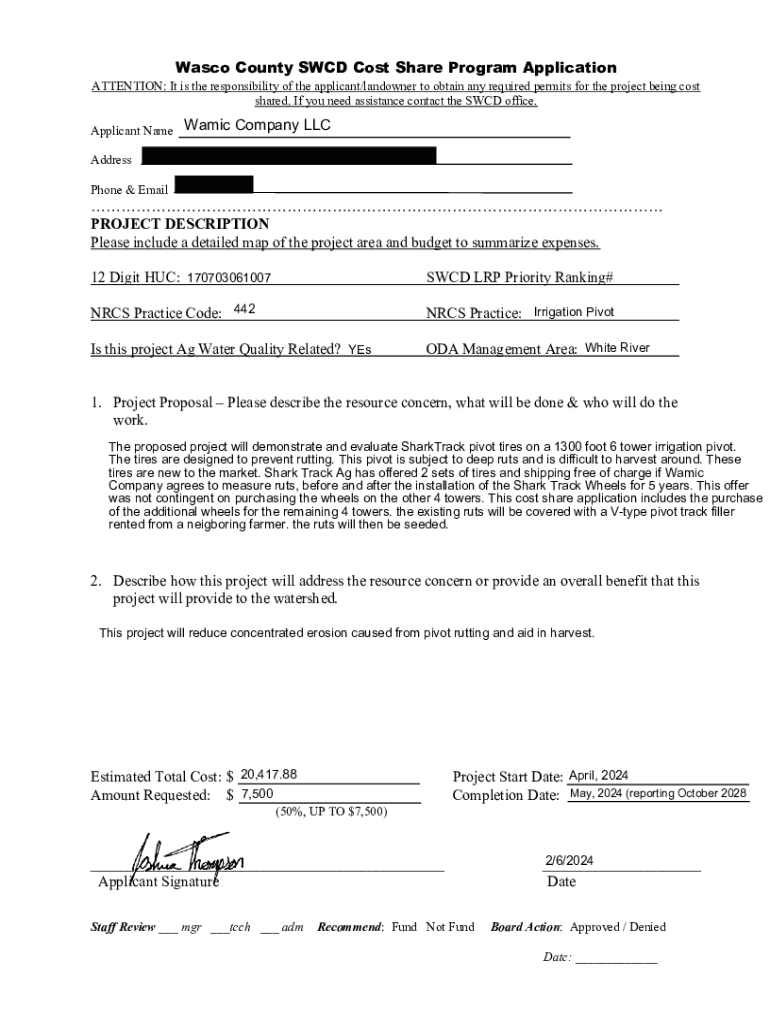 Fillable Online WASCO COUNTY LAND USE & DEVELOPMENT Fax Email Print
