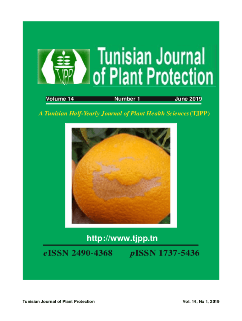 Fillable Online About the JournalTunisian Journal of Plant Protection