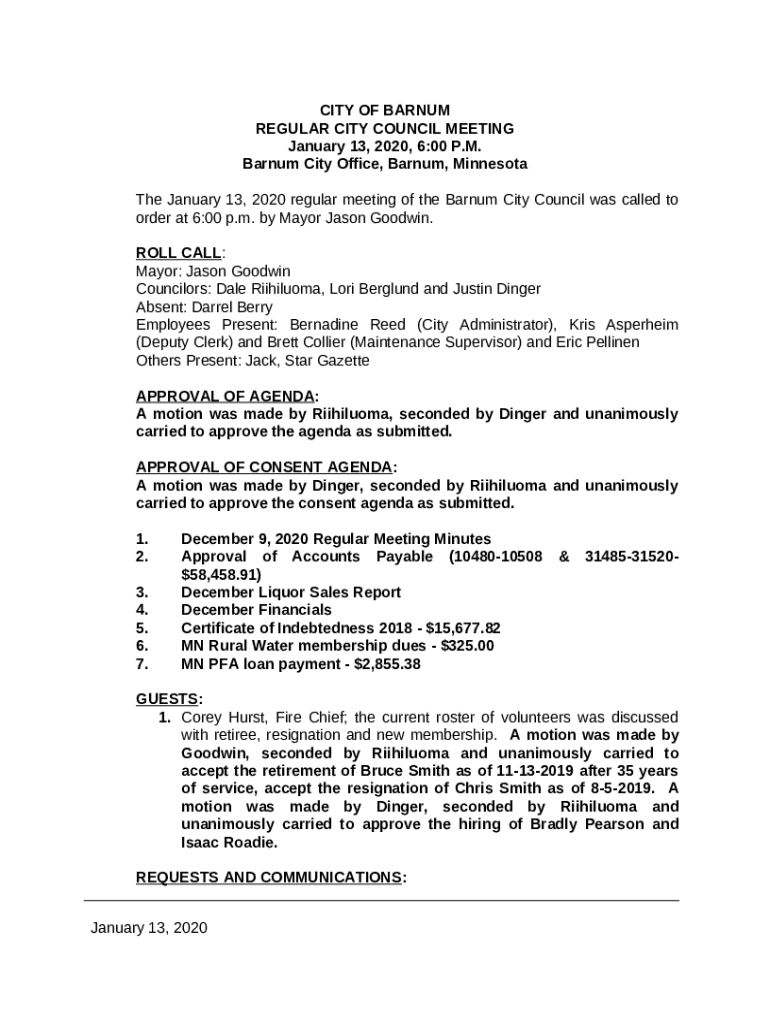 City of Barnum Job Application Doc Template pdfFiller