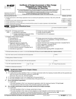 Form W-8EXP Certificate of Foreign Government or Other Foreign Organization