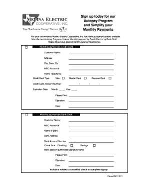 Medina Electric Cooperative Autopay Program