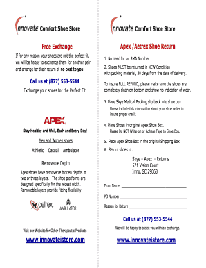Apex Shoe Return Form