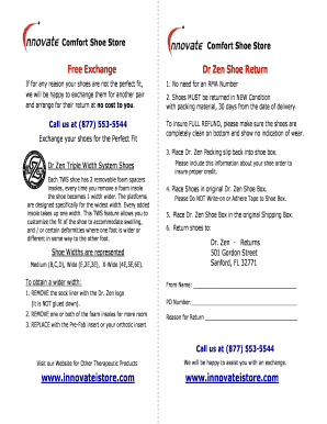 Dr Zen Shoe Return Form
