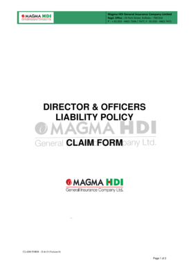 Director & Officers Liability Claim Form