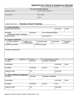 Application for a Permit to Construct or Demolish