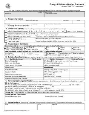 Energy Efficiency Design Summary Form