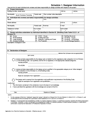 Schedule 1 Designer Information Form