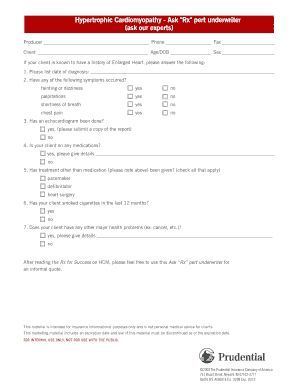 Hypertrophic Cardiomyopathy Underwriting Form