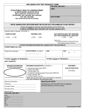 Influenza PCR Test Request Form