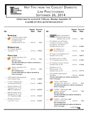South Carolina Bar CLE Order Form