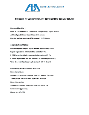 Awards of Achievement Newsletter Cover Sheet