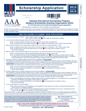 Alabama Educational Scholarship Program Application