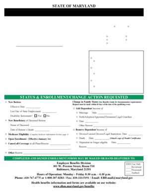 Maryland Retiree Health Benefits Enrollment Form