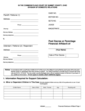 Financial Disclosure Affidavit