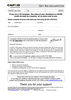 UK Gift Aid Declaration Form
