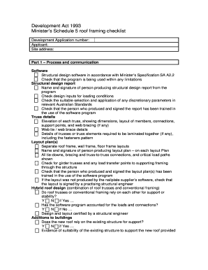 Minister’s Schedule 5 Roof Framing Checklist