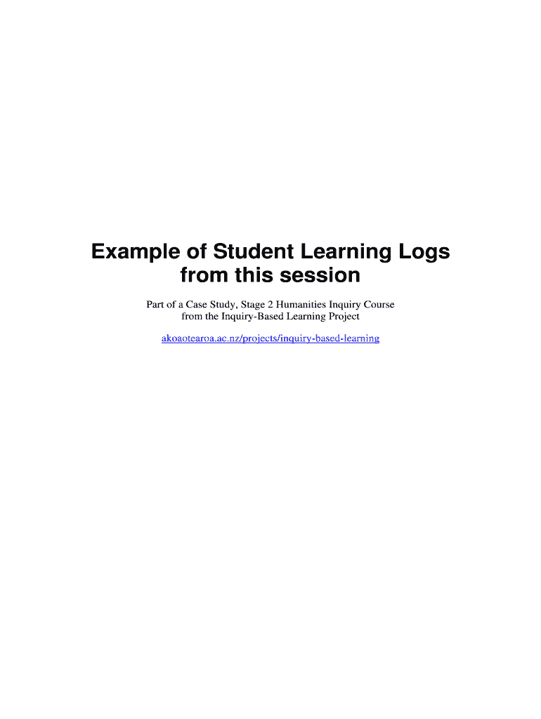 Fillable Online Example of Student Learning Logs Fax Email Print ...