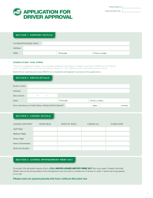 Intermediary Driver Approval Application