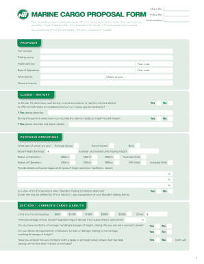 Marine Cargo Insurance Proposal Form