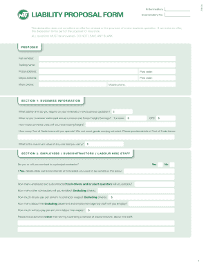 Intermediary Liability Proposal Form