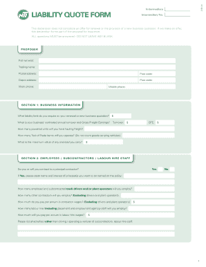 Intermediary Liability Quote Form
