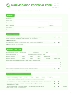 Marine Cargo Insurance Proposal Form