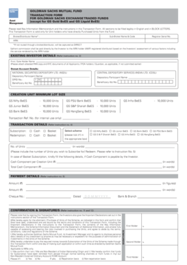 Goldman Sachs Mutual Fund Transaction Form