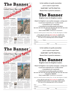 Brighton Newspaper Subscription Form