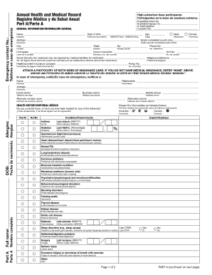 Annual Health and Medical Record Form