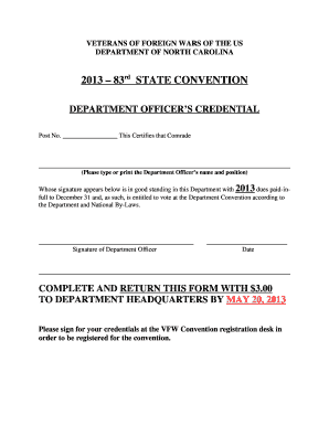VFW Department Officer Credential