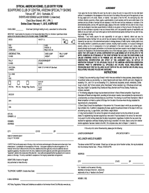 American Kennel Club Dog Show Entry Form