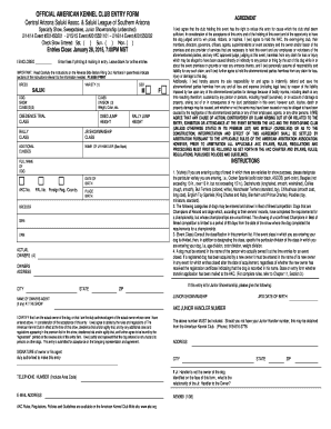 American Kennel Club Dog Show Entry Form