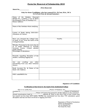 Scholarship Renewal Form 2010