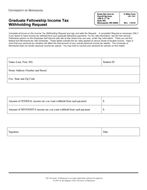 Graduate Fellowship Income Tax Withholding Request