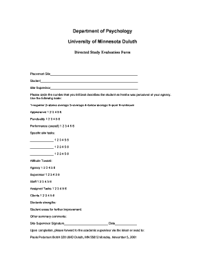 Xvedieos1 - Department of Psychology UMD. Dicrected Self Evaluation Form - d umn