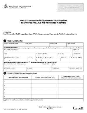 Authorization to Transport Restricted Firearms Application