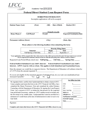 Federal Direct Student Loan Request Form
