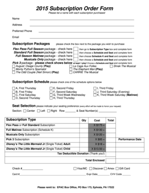 2015 Subscription Order Form